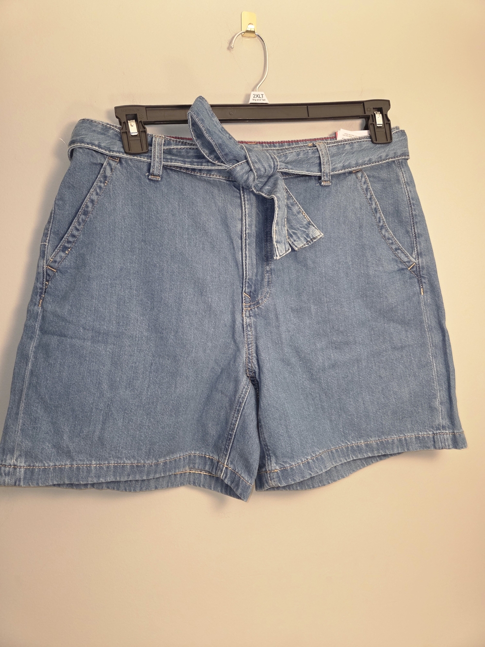 Tommy Hilfiger Light Wash Denim Tie-Front Shorts